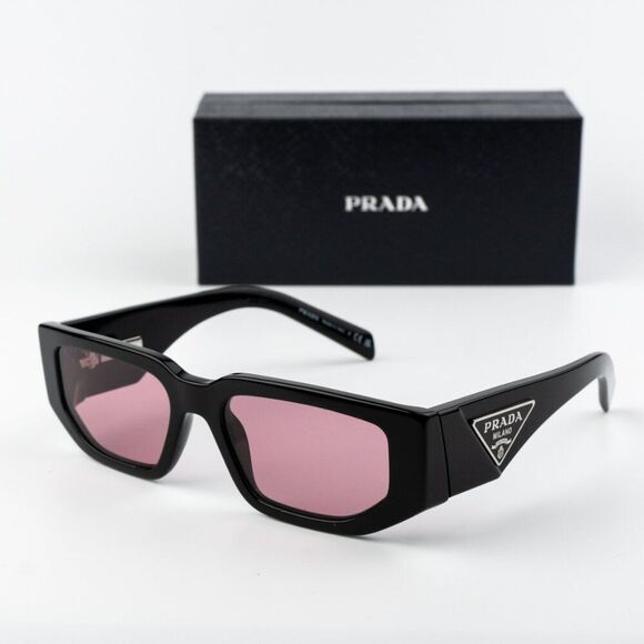 NEW Prada PR09ZS 16K30L Black Pink Unisex Rectangle Sunglasses PR 09ZS - Picture 2 of 10